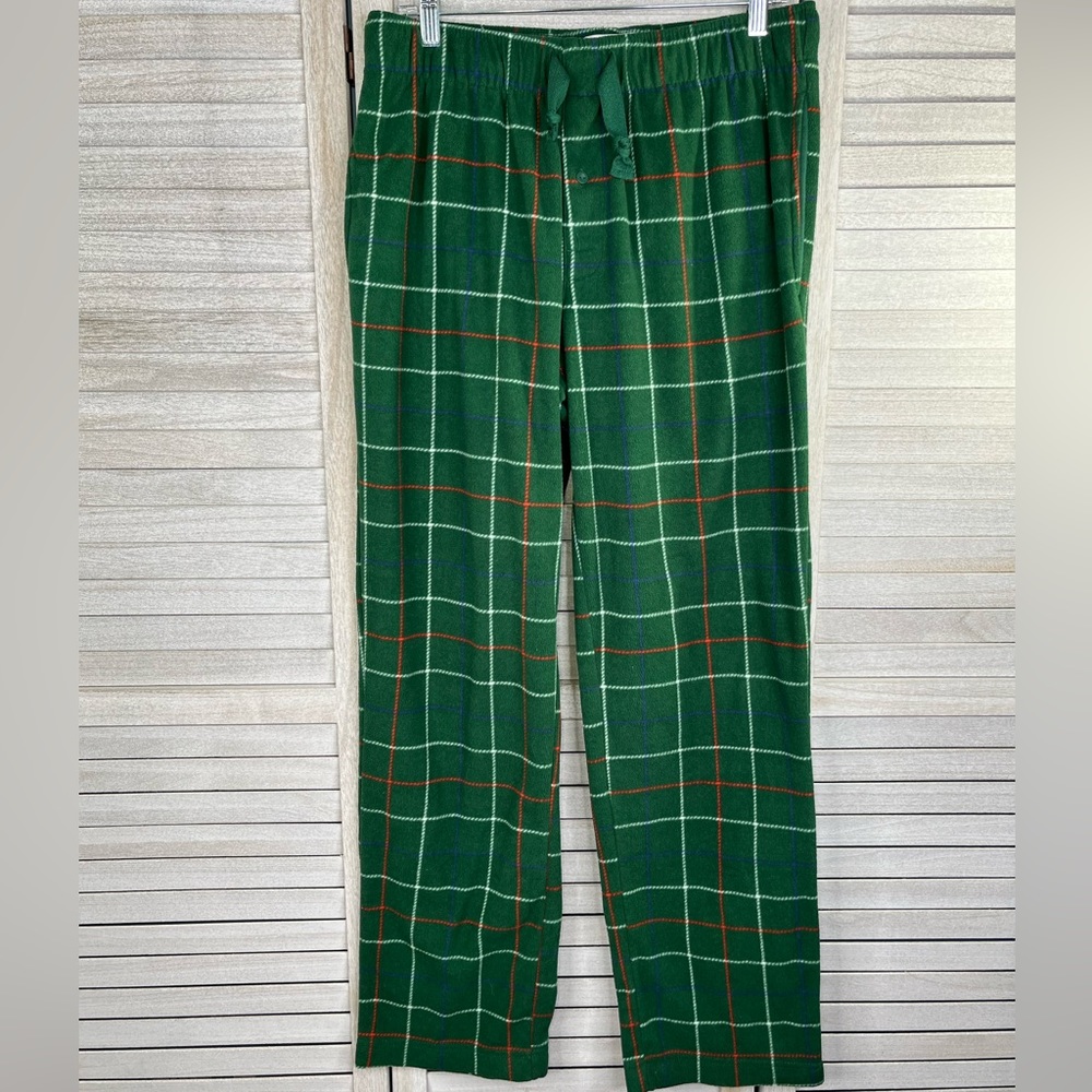 GOODFELLOW & CO Pajama Pants/Loungepants Green Plaid Fleece-Medium